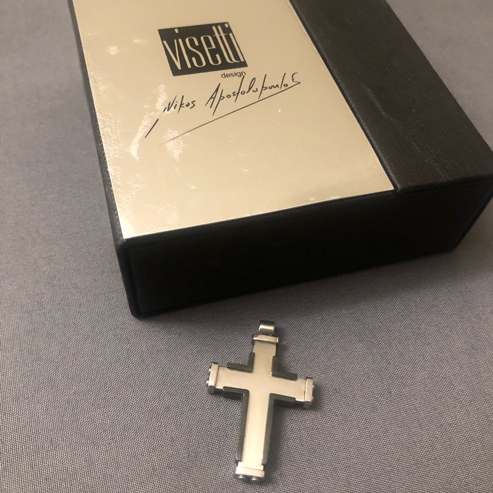 Visetti Black Cross Pendant with Box